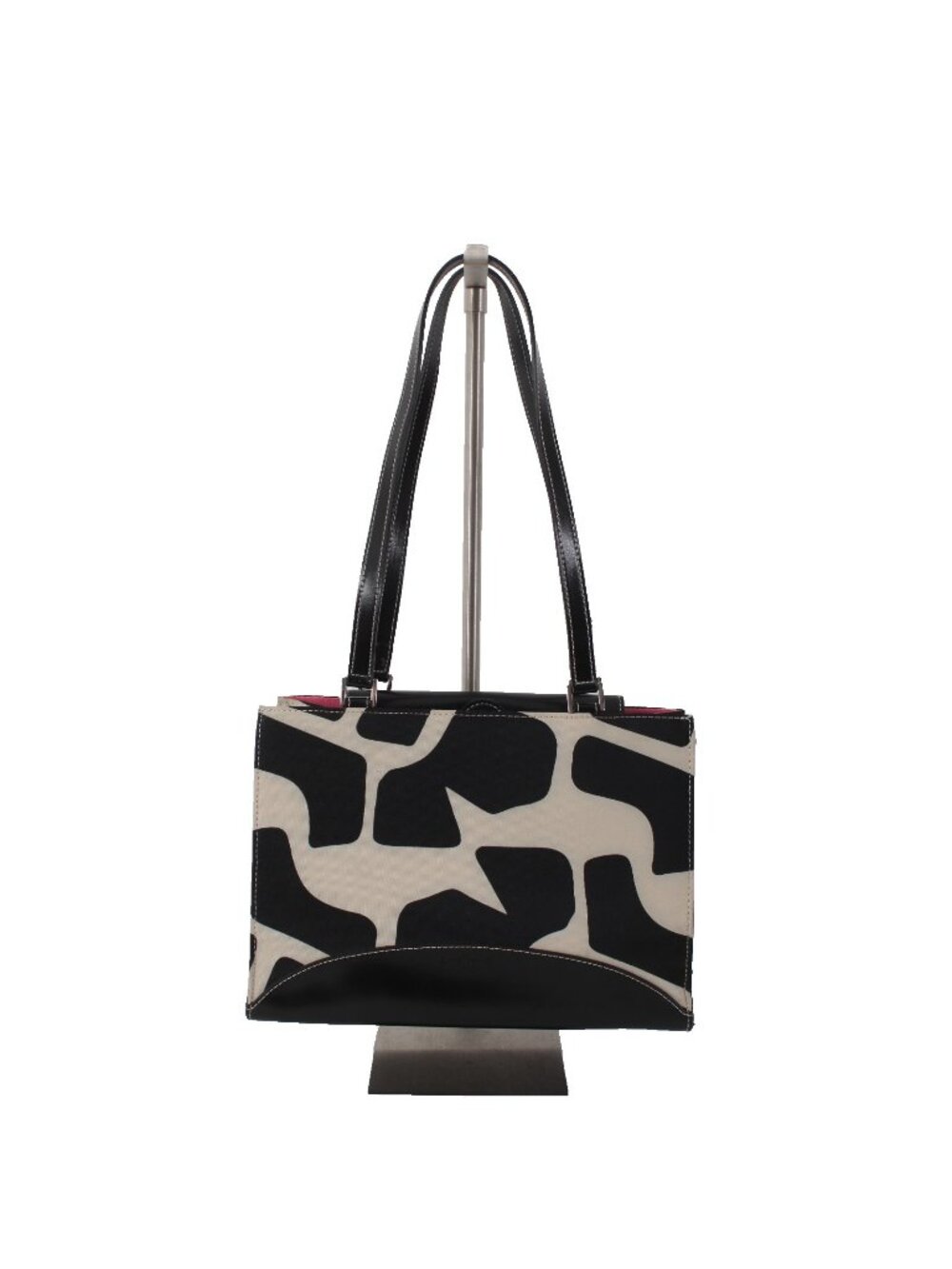 Kate Spade Purse 8 x 10 x 4 Black White Color Block Two Handle Fabric Shoulder